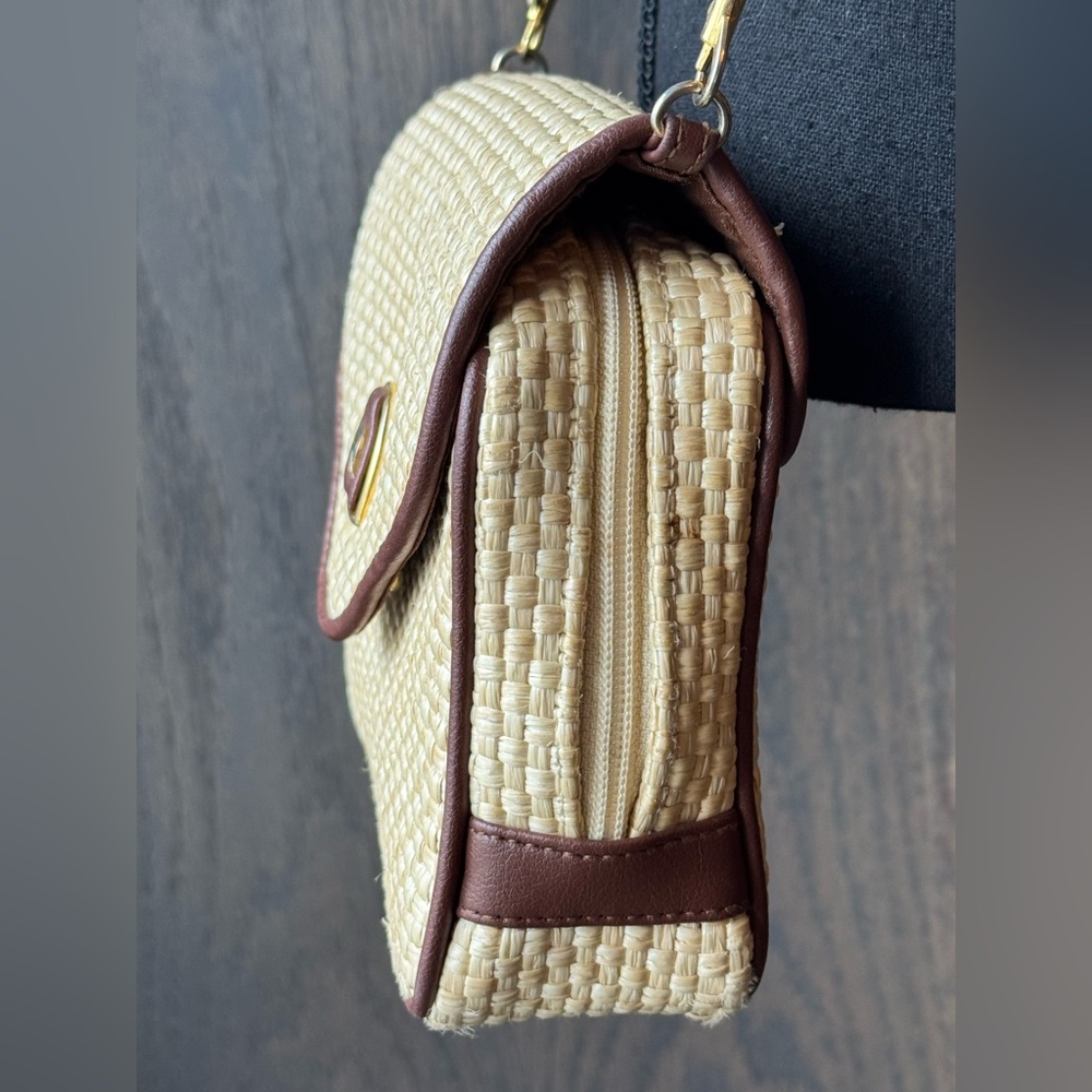 Etienne Aigner Beige and Brown Woven Crossbody Bag - Picture 3 of 13